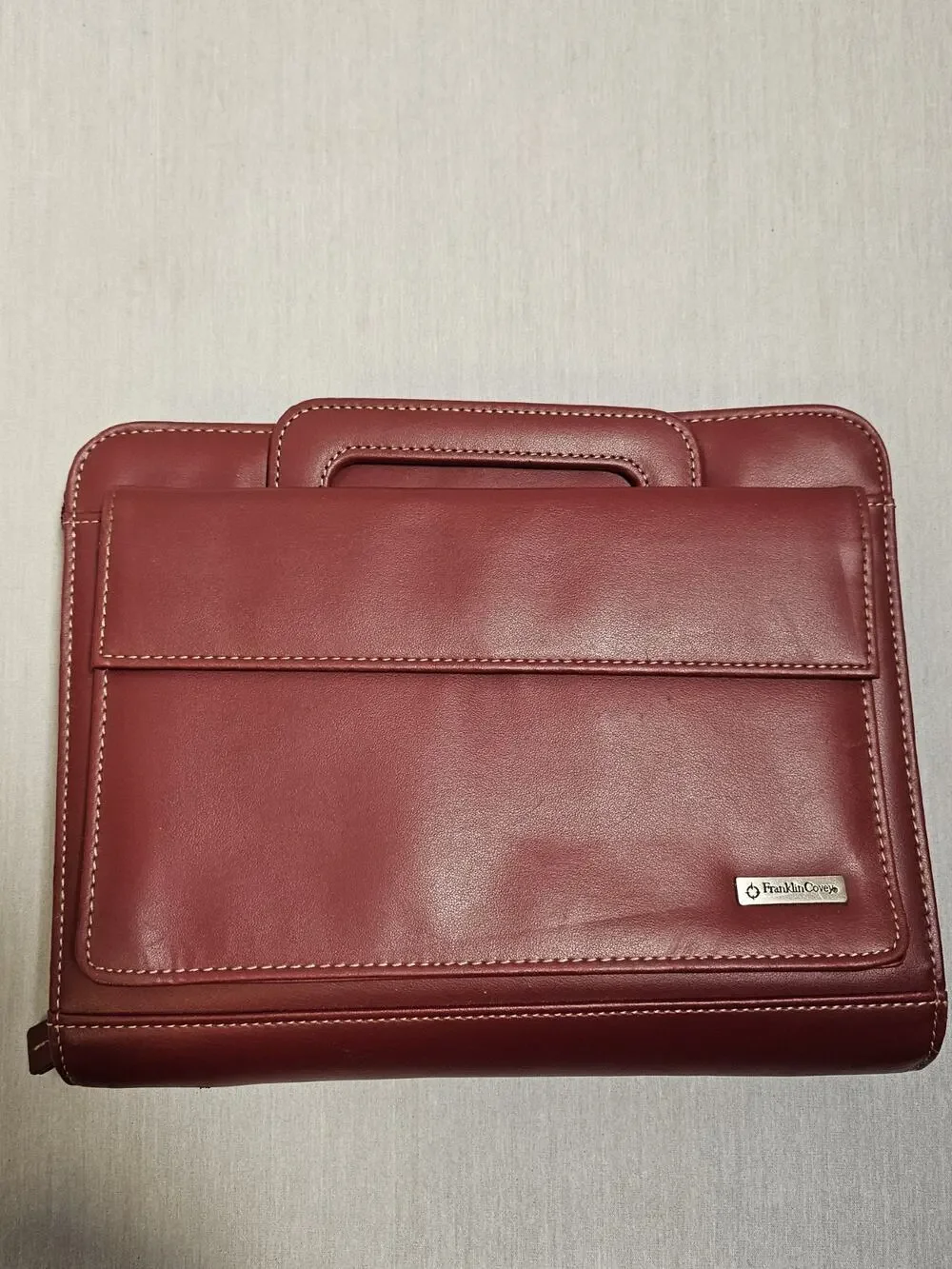 Franklin Covey Burgundy Faux Leather Tote Wallet Planner Case - Missing Binder